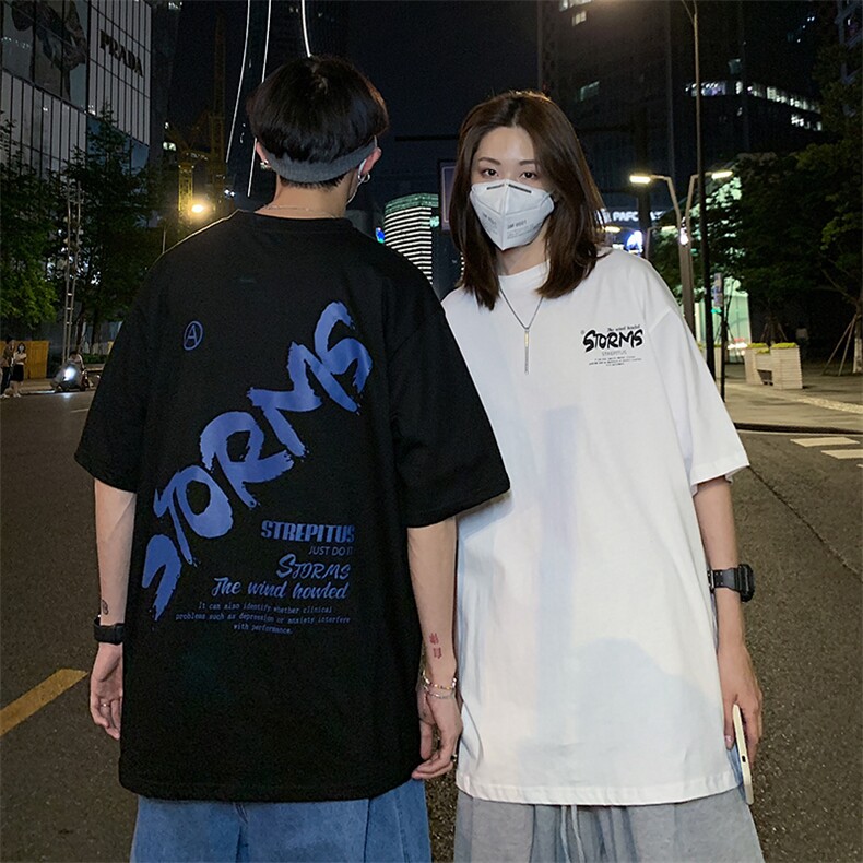 情侣装夏季2021新款韩版字母印花短袖T恤宽松D88女类,女装T恤,电商A335-1（原A458）