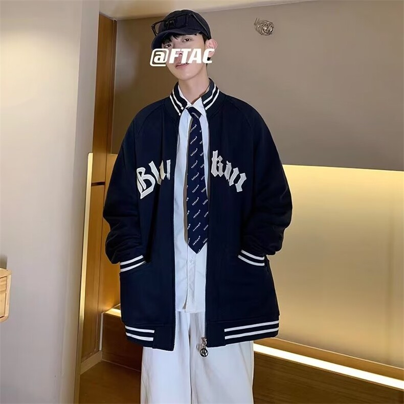 ins炸街外套潮牌港风街头原宿风嘻哈古着棒球服夹克J45-P45图片