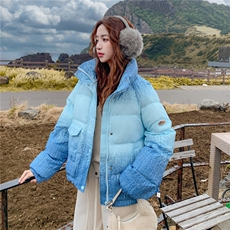 渐变色短款羽绒服女2025冬季新款独特超好看小个子保暖白鸭绒外套，女装羽绒服，2C218