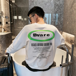 WY869 2021春秋季新款社会小伙套头卫衣男网红同款上衣 黑图片