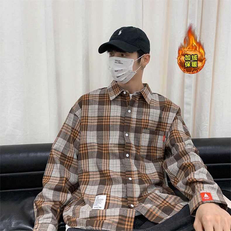 复古格子衬衣休闲长袖衬衫外套常规C751-特P32/加绒C9731-特P42图片