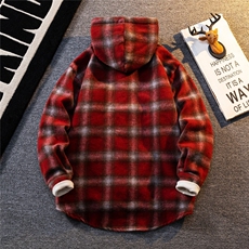 1506-1/JXX281/P50复古格纹连帽衬衫港风潮流宽松长袖衬衣外套男，男装衬衫，星座1506-1