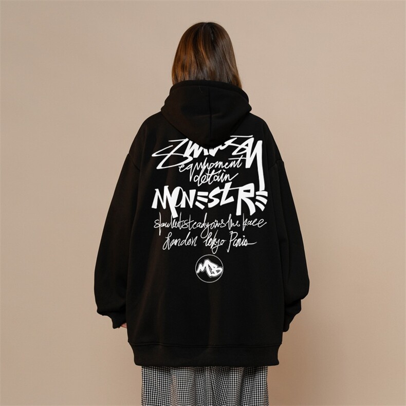 秋季美式英文印花高街连帽卫衣，女装卫衣/绒衫，星座310A-4