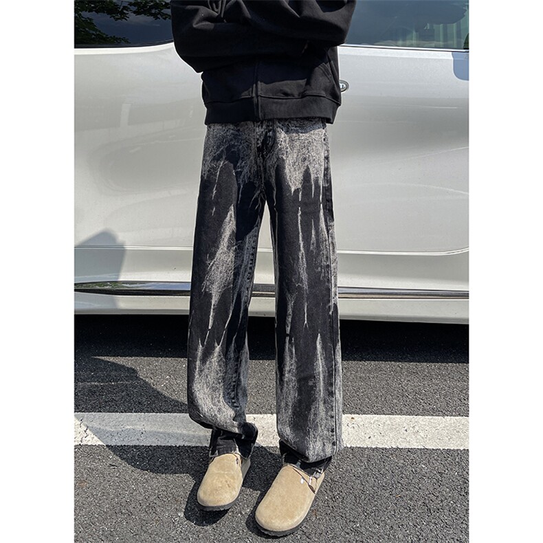 美式高街vibe小众扎染直筒牛仔裤货号K668P60,男装牛仔裤,电商A063