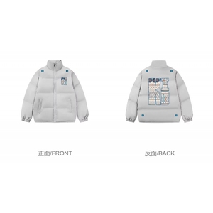 1506-1/M90021/P89美式复古刺绣字母立领棉服运动宽松保暖情侣图片