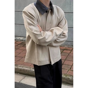 美式复古底特律工装夹克男春季宽松撞色翻领休闲外套潮 J2597图片