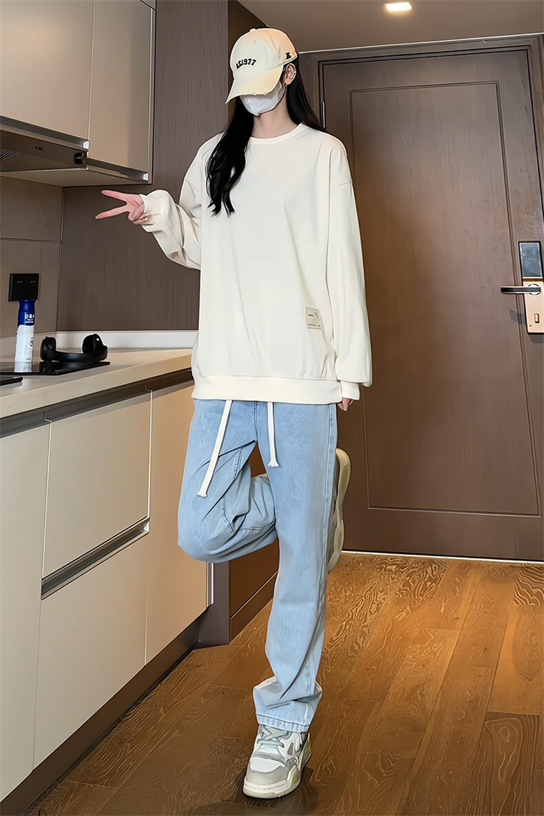 2024春季新款女模内景大码灯芯绒圆领卫衣M-5XHW24033-特P25,男装卫衣,电商A022