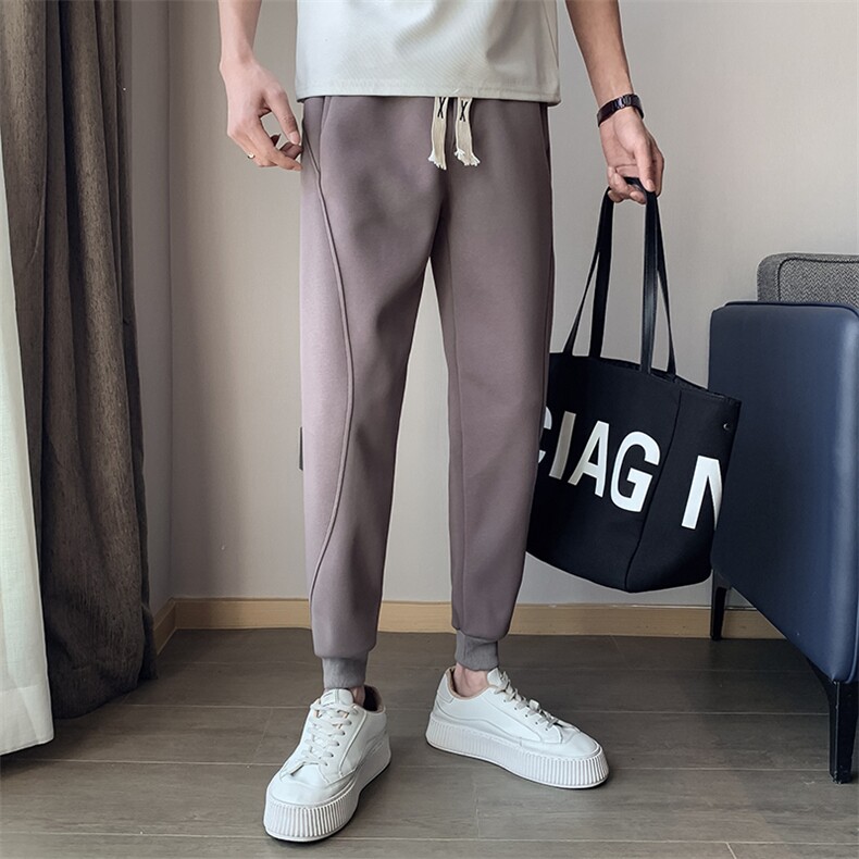KK125-特P48控68小伙风春夏季新款男生光板休闲裤束脚纯色裤棕首,男装休闲裤,星座215（原电商B249）