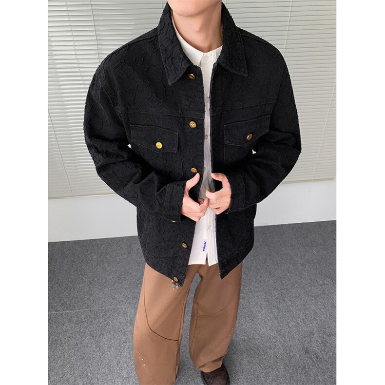 得物二开美式复古立领牛仔外套宽松休闲水洗机车夹克JK1276-P90,男装工装外套,星座1103-3