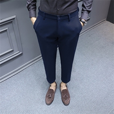 毛呢裤子男韩版秋冬季新款九分小西裤男士修身垂感西装长裤休闲裤，男装西服套装，星座505-2（原电商A260-1)
