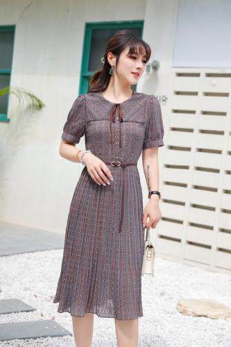 压绉连衣裙，女装连衣裙，千禧宏运