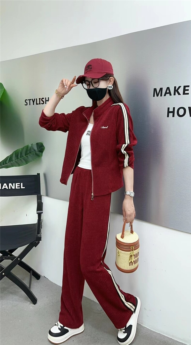 2024年秋季长袖时尚气质立领刺绣套装，女装套装/套裙，思沃羊绒