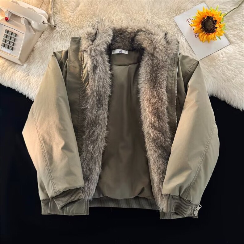 美式复古座山雕短款连帽毛领棉服潮流加厚保暖棉衣外套,男装棉衣,星座410-7