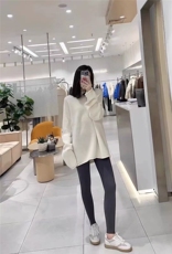 秋冬长款纯色针织套头上衣时尚百搭，女装针织衫/毛衣，忠诺羊绒