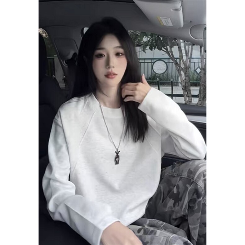 抖音得物品质26春装美式高街曼巴棉螺纹拼接卫衣圆领长袖T恤YT164,男装T恤,电商A486