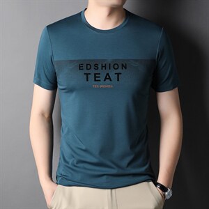 2023夏季男士商务休闲商务短袖T恤新款中年时尚百搭男装上衣图片