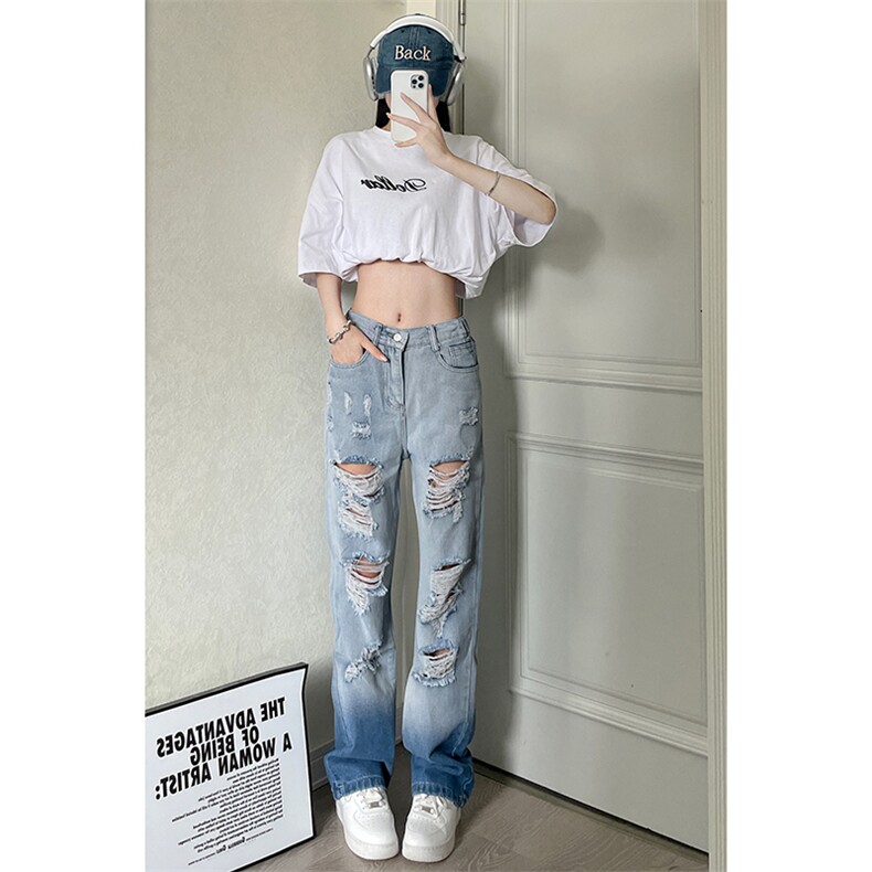 美式ins高街小众hiphop夏季破洞牛仔裤货号K729P60,男装牛仔裤,电商A063