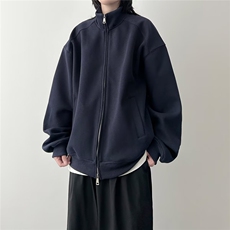 Z51-P62日系复古基础款纯色开衫卫衣男女重磅工装风宽松，男装工装外套，电商B323A