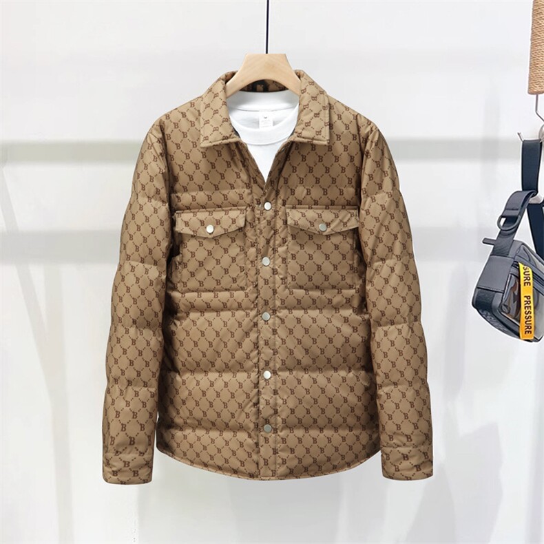2025冬季新款男士潮牌白鸭绒羽绒服青年时尚夹克外套男H328-P130图片