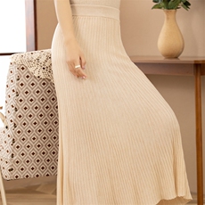 精纺羊毛针织百褶裙女长裙秋冬半身裙高腰大摆裙A字裙显瘦伞裙子，女装半身裙，唯若美羊绒