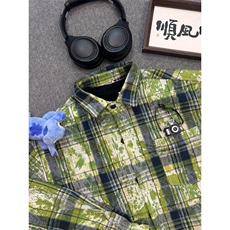 蓝色绿色扎染衬衫男春秋长袖美式复古衬衣外套CS3039NN特P38，男装衬衫，星座1007（原301D）