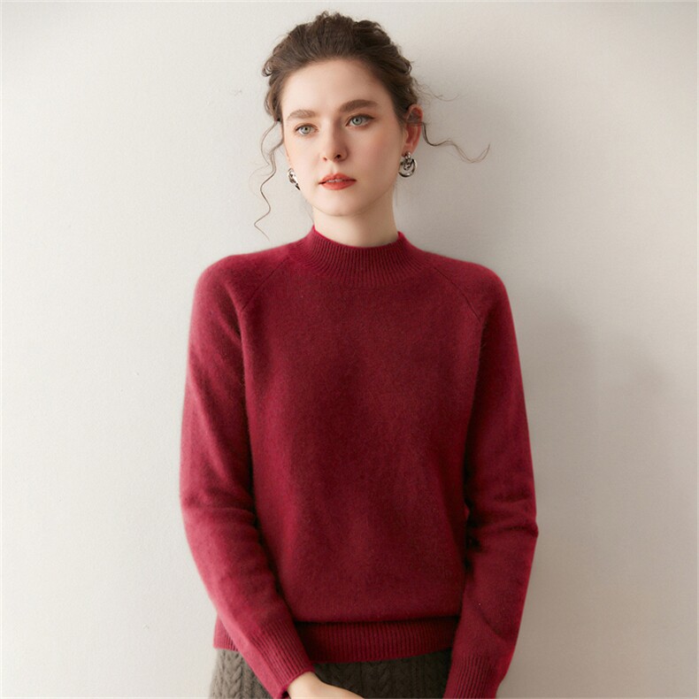 2025年秋季落肩袖常规款套头舒适时尚百搭通勤，女装针织衫/毛衣，溪贝羊绒