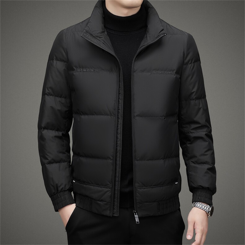 冬季新款中年男士商务休闲羽绒服厚款保暖白鸭绒立领外套男装,男装羽绒服,电商B212（原钱塘6029）
