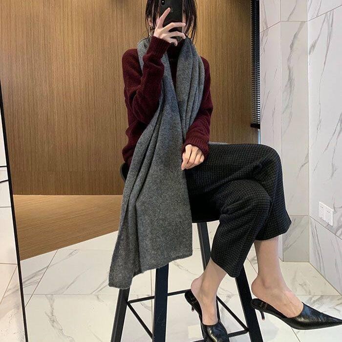 35%山羊绒披肩围巾女冬季两用气质保暖外搭针织披肩,饰品围巾,丽特绒