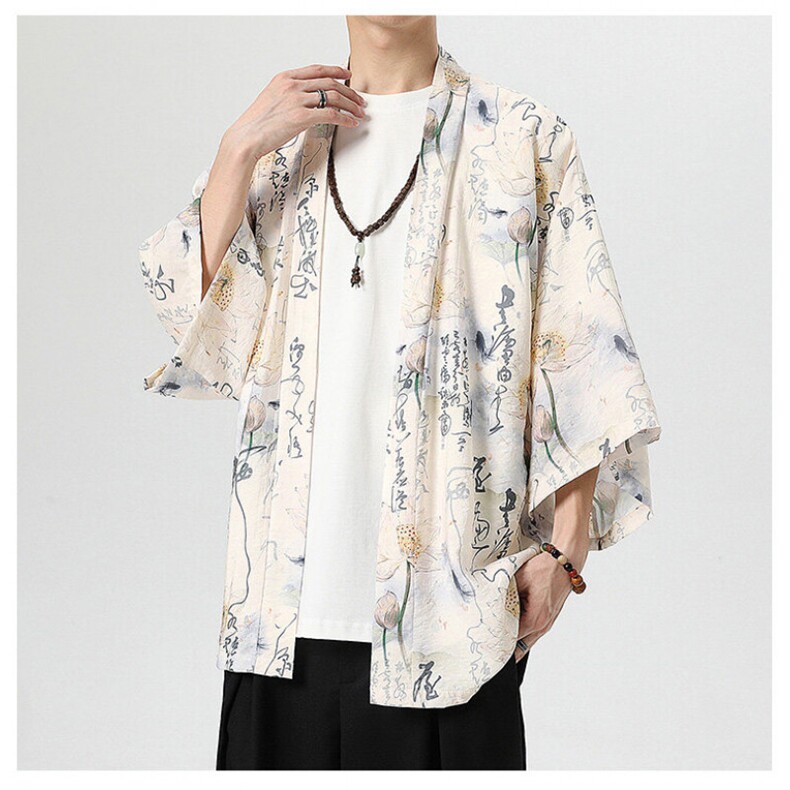 2025风时尚夏季宽松七分袖冰丝防晒衣经文短款披风889/特p40，男装防晒衣，星座815（原A203）