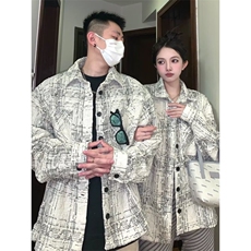 661复古小香风衬衣宽松格子外套男女同款格纹长袖衬衫情侣潮，男装衬衫，星座308A-1（原309B-1）