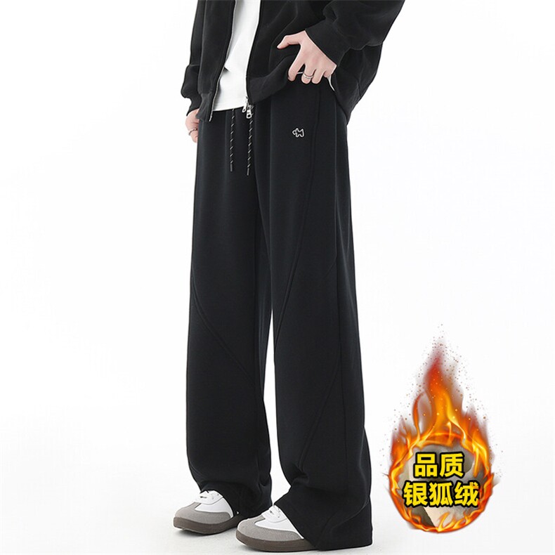 X416B-KL1011-P55控78加绒P65控88重磅新款垂感加厚加绒男直筒裤图片