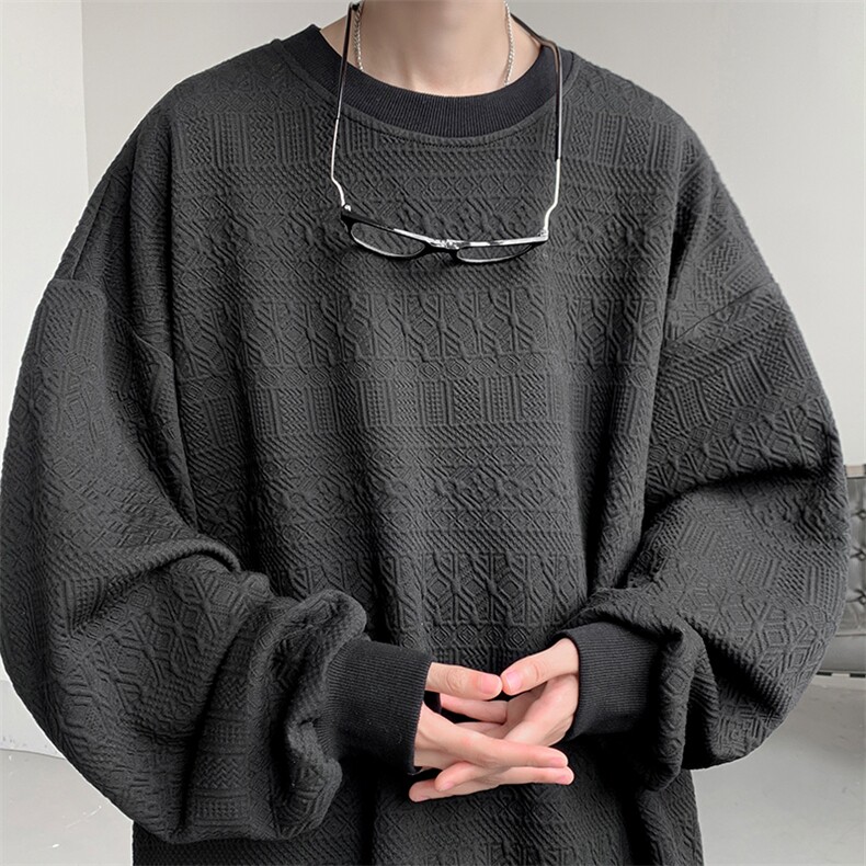 8XL-M 特大码港风太空棉圆领打底衫上衣男士青年套头卫衣WY05P40图片