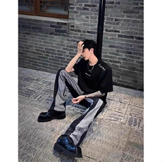 小众垫肩短袖t恤男夏季潮牌cleanfit美式高街五分袖F112-特P31，男装T恤，星座1007（原301D）