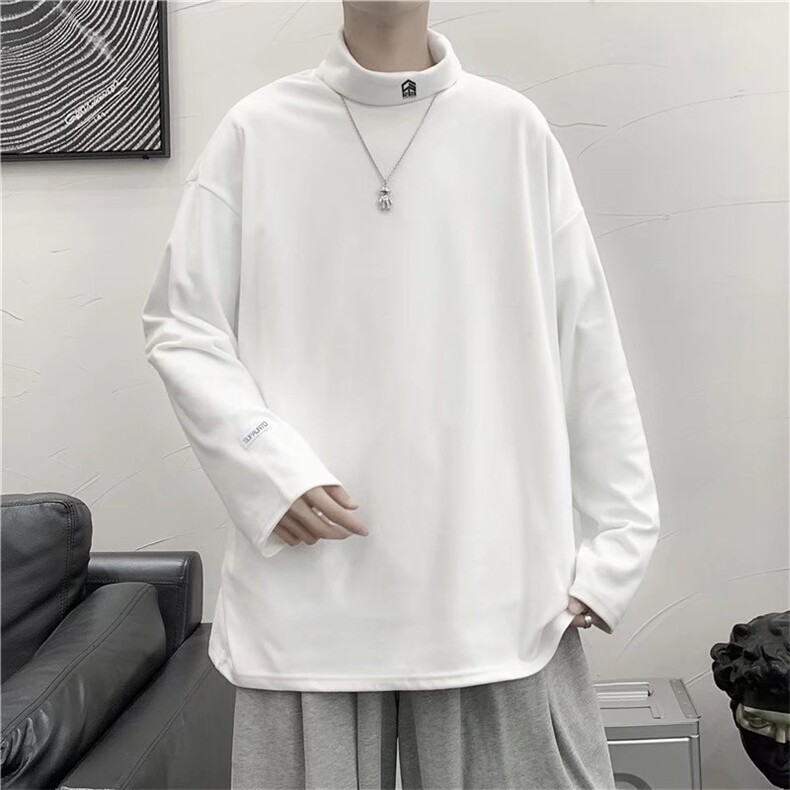 男半高领长袖宽松T恤T61P22图片