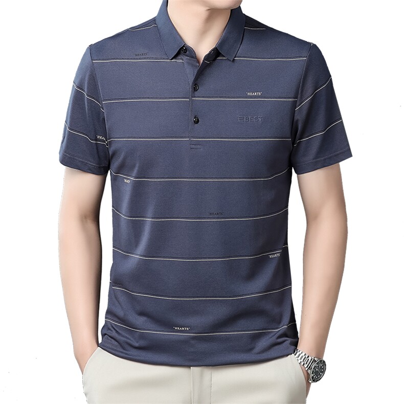 短袖t恤翻领2023夏季新款中年男士上衣男装宽松休闲时尚体恤男装,男装T恤,电商B212（原钱塘6029）