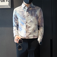 店主风英伦衬衫男印花提花社会小伙高档面料301C-CS10-特P60控89，男装衬衫，星座301C（原B323）