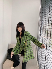 XZ22061盾牌印花格子西装，女装西装，穿名堂(5F)