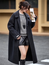 2025年冬季中长款高端羊毛呢子大衣双面羊绒毛呢外套，女装双面呢大衣，简韵佳