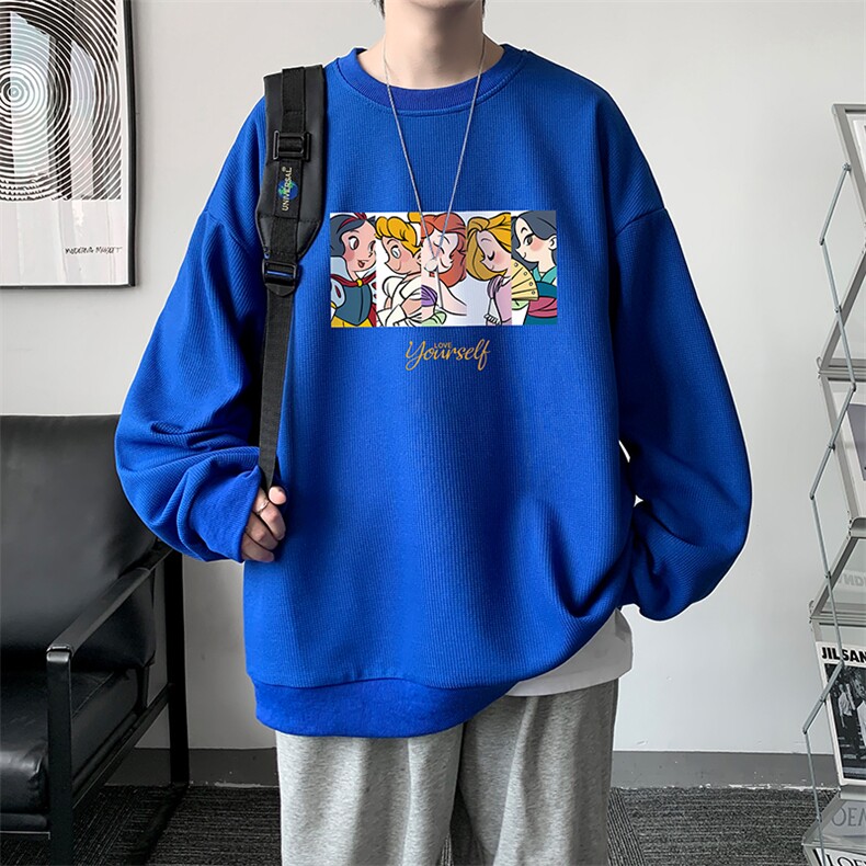 5XL华夫格卫衣男大码胖子圆领长袖t恤HW76396-P30加绒款-P40,男装卫衣,电商A040