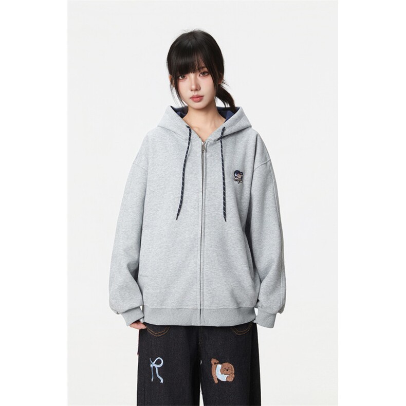 5645-P65韩版新款设计感拉链开衫宽松外套连帽卫衣薄款,女装短外套,星座617A-2