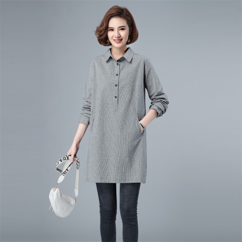 2021年胖mm女装衬衫宽松长袖中长款3130款，女装大码女装，秋牧寒烟