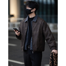 标50绒街拍男士翻领假两件短款皮羽绒服保暖外套5065-P255，男装羽绒服，电商B328