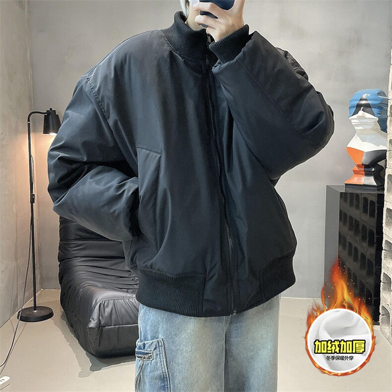现货冬季美拉德立领飞行夹克廓形高街棒球服加棉加厚棉衣外套图片