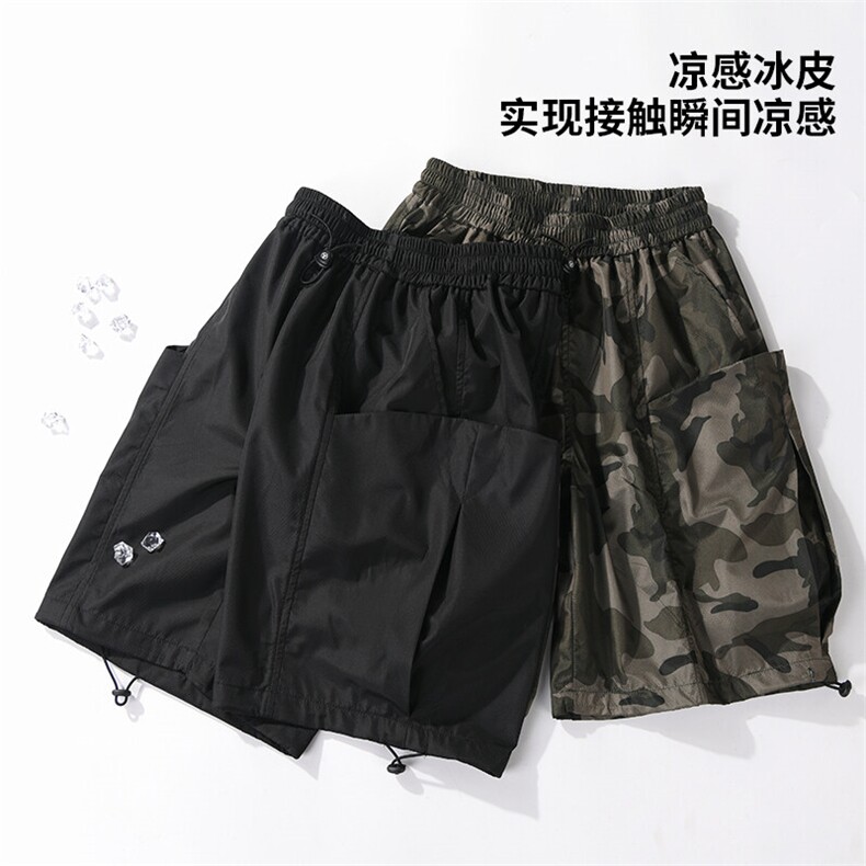 平铺美式夏季运动风冰感休闲短裤工装裤五分裤 A436-K529-P30图片