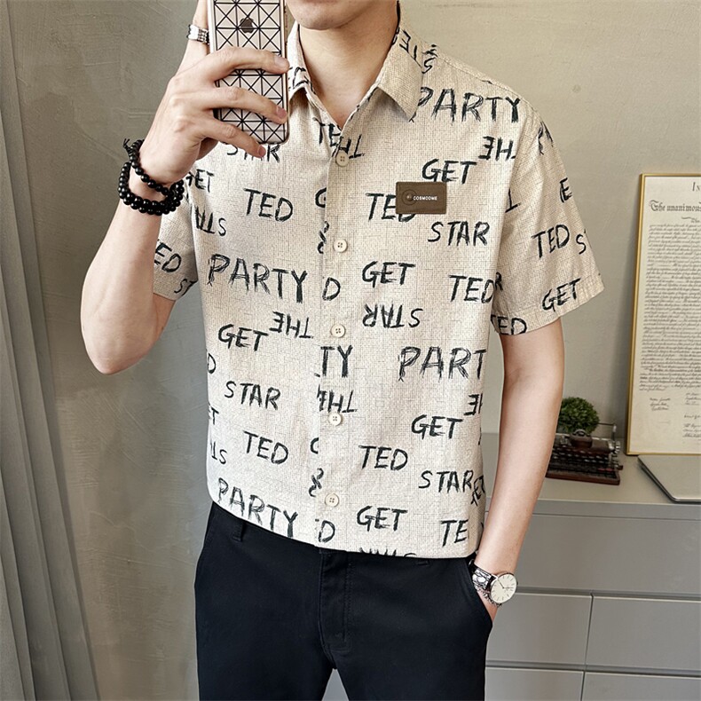 男士短袖衬衫夏季细款时尚百搭衬衣薄款上衣C500-P68,男装T恤,电商A237
