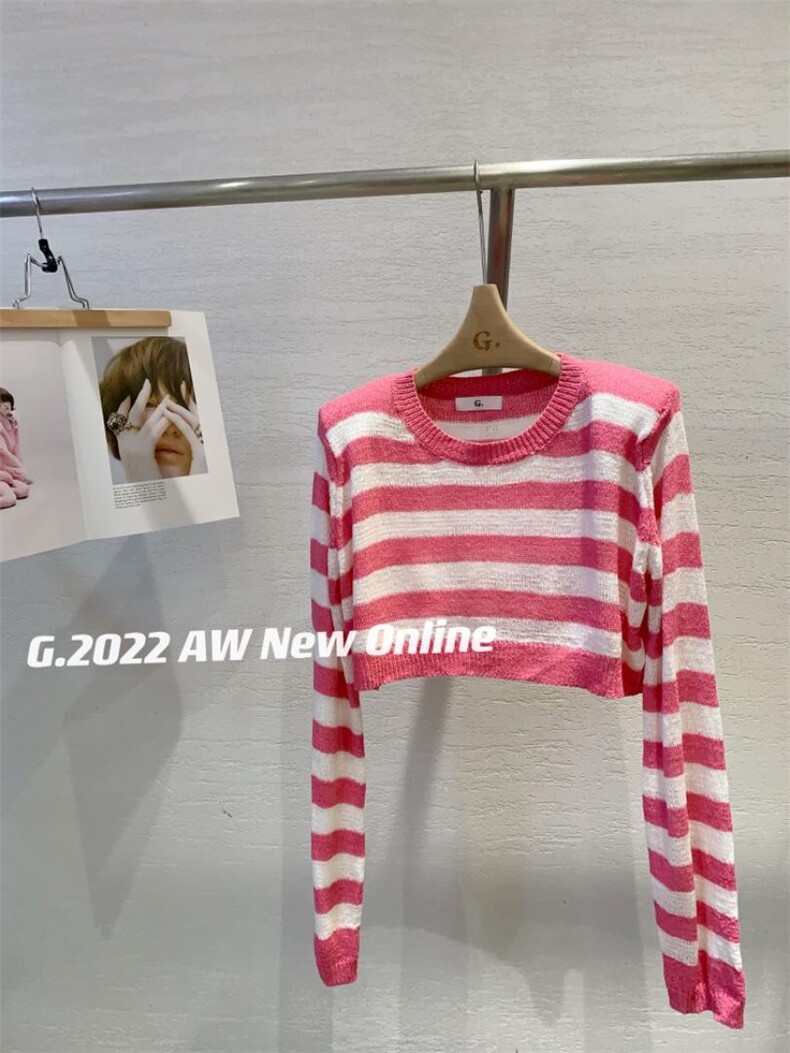 条纹针织上衣均码现货，其它，G