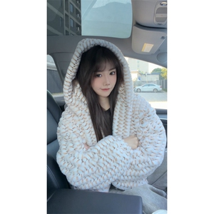现货MY1175-特P108 一件过冬兔毛扎染棉衣外套连帽阔版 穿到200斤图片