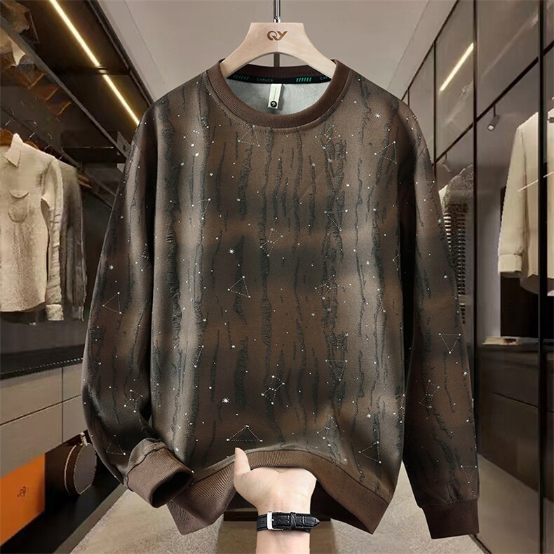 秋季满天星时尚破洞圆领套头卫衣男宽松休闲帅气打底衫L616-P42，男装T恤，星座310B-3