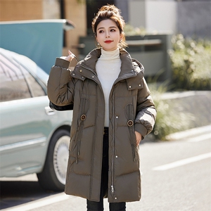 2023冬季新款拼接加厚中长款羽绒服女白鸭绒防寒外套图片