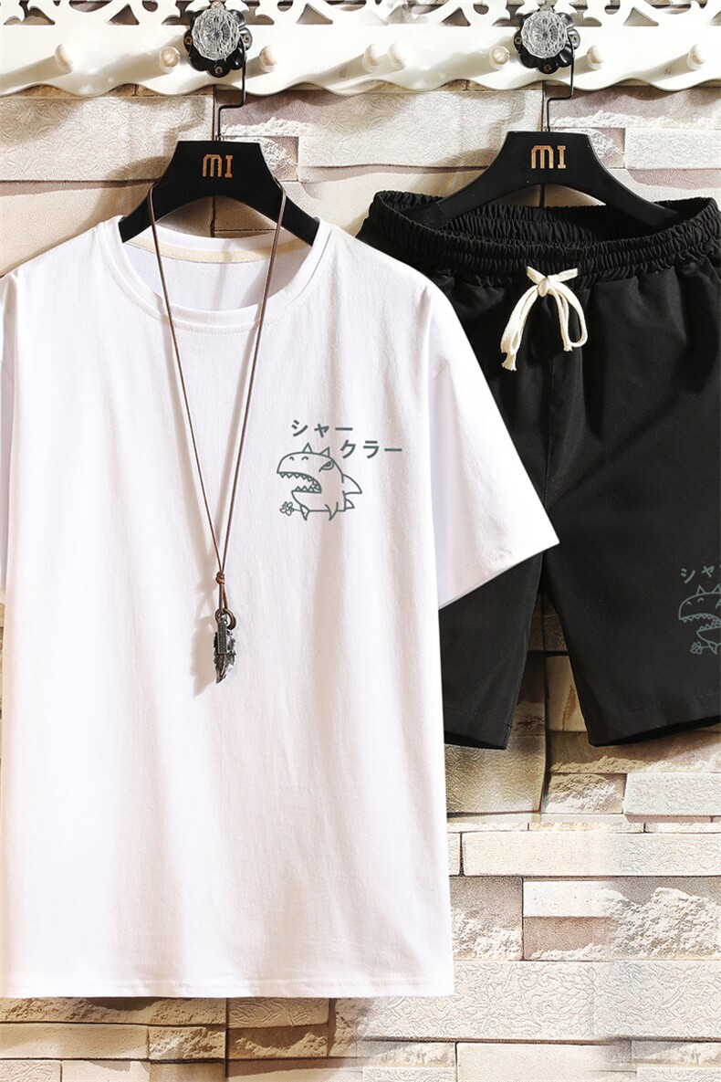 TD56092-P35短袖t恤套装男短裤两件套男装搭配一套帅气,男装T恤,电商A040A